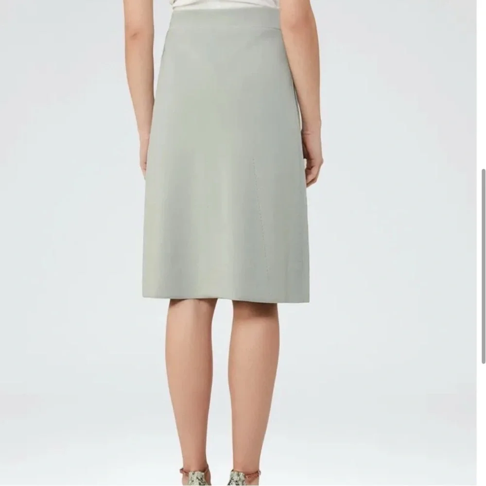 REISS Bridgette Sage Green Pencil Knit Skirt Pockets High Waisted Womens Size 2